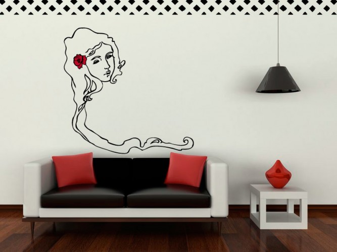 art nouveau girl_wall sticker