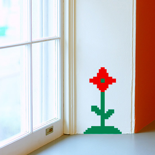 wall sticker pixel flower